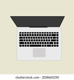 offener Laptop von oben