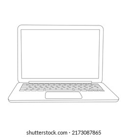 Open laptop sketch vector illustration.