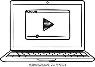 Open Laptop with a Streaming Video Icon