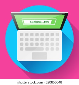 Open Laptop Top View Vector Flat Icon Office PC