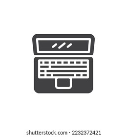 Open laptop vector icon. filled flat sign for mobile concept and web design. Laptop computer glyph icon. Symbol, logo illustration. Vector graphics