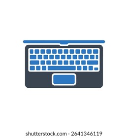 Open laptop with visible keyboard icon