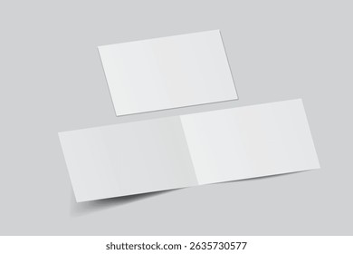 Open Leaflet, bi fold mockup template .Blank paper, thank you card, notecards, note paper, greeting card, wedding invitation, postcard, brochure or any creative work for presentation of your design
