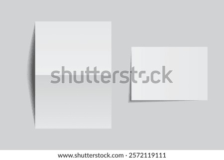 Open Leaflet, bi fold mockup template .Blank paper, thank you card, notecards, note paper, greeting card, wedding invitation, postcard, brochure or any creative work for presentation of your design
