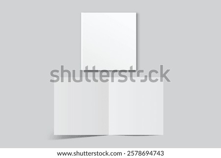 Open Leaflet, bi fold mockup template .Blank paper, thank you card, notecards, note paper, greeting card, wedding invitation, postcard, brochure or any creative work for presentation of your design

