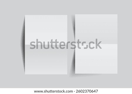 Open Leaflet, bi fold mockup template .Blank paper, thank you card, notecards, note paper, greeting card, wedding invitation, postcard, brochure or any creative work for presentation of your design
