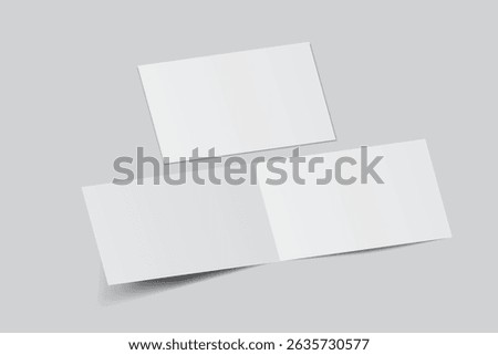 Open Leaflet, bi fold mockup template .Blank paper, thank you card, notecards, note paper, greeting card, wedding invitation, postcard, brochure or any creative work for presentation of your design