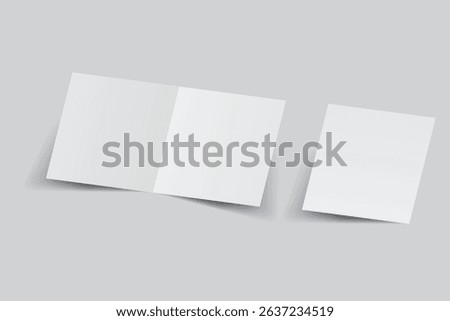 Open Leaflet, bi fold mockup template .Blank paper, thank you card, notecards, note paper, greeting card, wedding invitation, postcard, brochure or any creative work for presentation of your design