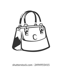 Open leather female purse item from baggage bag monochrome vector image