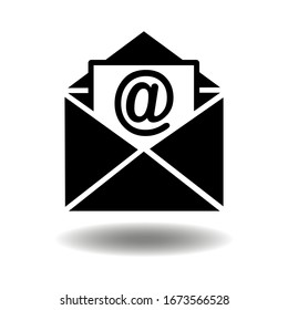 Open Letter Or Email Icon In Black On An Isolated White Background. EPS 10 Vector.