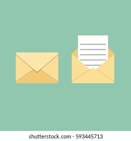 Open letter and an envelope. Vector illustration.