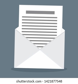 Open letter flat design. Receive mail concept. Vector illustration.