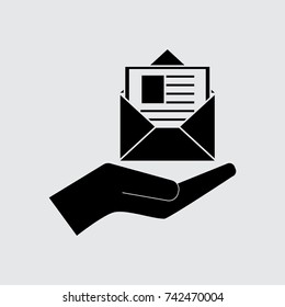 Open letter in the hand, vector icon