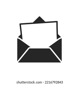 Open Letter Icon, Email Envelope Outline Vector Sign, Linear Style Pictogram Isolated On White. Message Symbol, Logo Illustration.