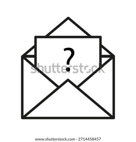 Open letter icon. Question message symbol. Unanswered email Vector sign. Inquiry information request. EPS 10.