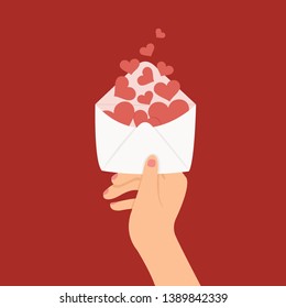 Open the letter and many heart to beloved.