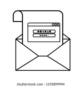 open letter with message password isolated icons