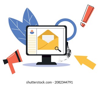 An open letter on a computer monitor. An important, urgent letter. Email, work