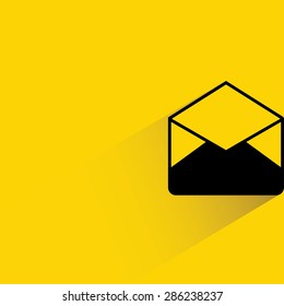 open letter on yellow background, flat and shadow theme
