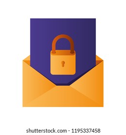 open letter with padlock isolated icons