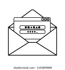 open letter with password message isolated icons