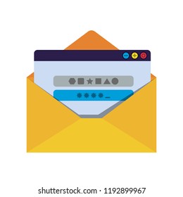 open letter with password message isolated icons
