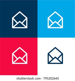 Open letter read email four color material and minimal icon logo set in red and blue