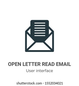 Open letter read email vector icon on white background. Flat vector open letter read email icon symbol sign from modern user interface collection for mobile concept and web apps design.