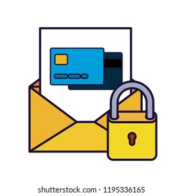 open letter with shield and window isolated icons