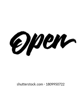 Open. lettering design for print and poster. vector lettering.