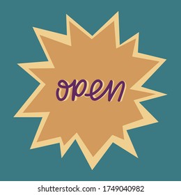 Palabra vectorial de letras abiertas para carteles y carteles de cuarentena, para tiendas, cafés, restaurantes