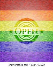 Open lgbt colors emblem. Vector Illustration. Mosaic.