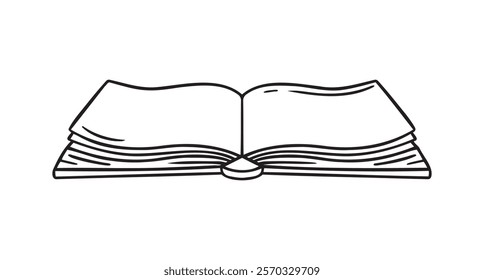 Open library book doodle hand drawn icon. Outline drawing open book line clipart symbol. Vector illustration