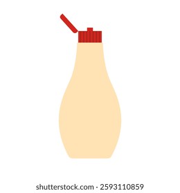 Open lid mayonnaise squeeze bottle icon. Vector.