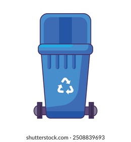 Envase transportable de tapa abierta para almacenar, reciclar y clasificar los residuos de papel doméstico usados. Papelera vacía para cajas de papel y cartón. Vector de contorno de dibujos animados