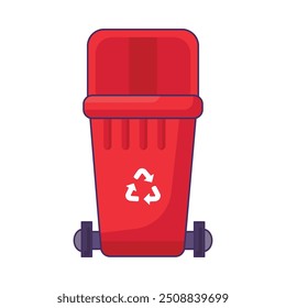 Contenedor transportable de tapa abierta para almacenar, reciclar y clasificar residuos domésticos peligrosos usados. La basura vacía puede reciclar el letrero para combustible e inflamable. Vector de contorno de dibujos animados