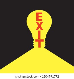 Open Light Bulb Door To The Exit, illustration vector cartoon