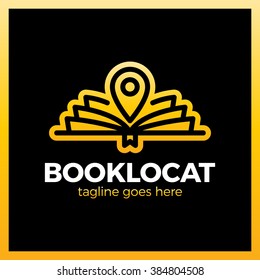 Open Line Book Location Pin Logotype