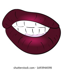 Abran los labios con dientes apretados ilustraciones vectoriales coloridas sobre fondo blanco.