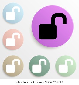 open lock badge color set. Simple glyph, flat vector of web icons for ui and ux, website or mobile application