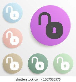 open lock badge color set. Simple glyph, flat vector of web icons for ui and ux, website or mobile application