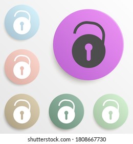 open lock badge color set. Simple glyph, flat vector of web icons for ui and ux, website or mobile application