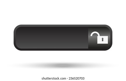open lock black button for a site, vector