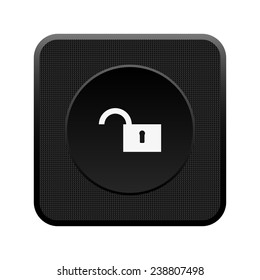 open lock  black square plastic button, vector, EPS 10