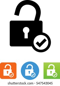 Open lock with check mark icon