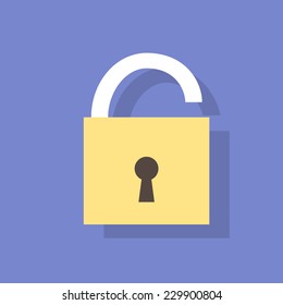 open lock flat icons design vector padlock color object