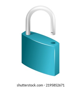 Open Lock icon in 3D glossy style - security systems, protection or antivirus service pictogram