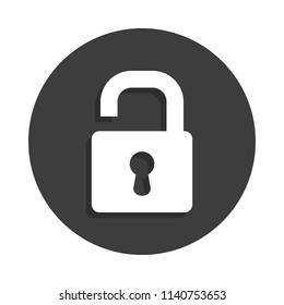 open lock icon in Badge style with shadow 