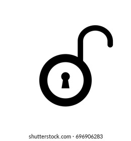 Open lock icon ,black sign design