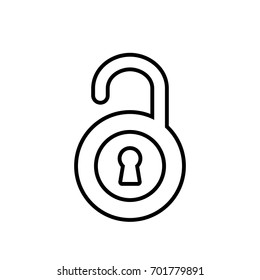 Open lock icon ,black sign design (only edge)